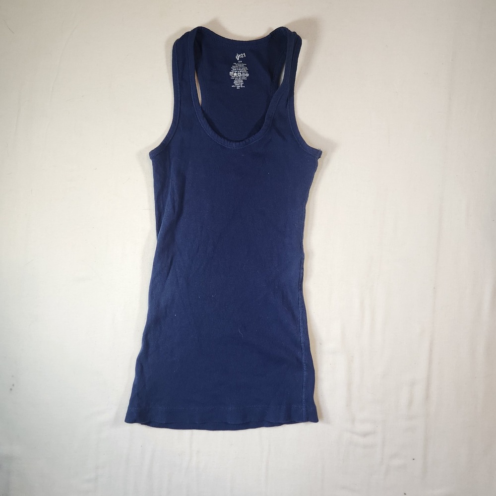 G21 y2k basic Navy Blue Ribbed Racerback Tank Top Small G
Cotton Blend Stretch